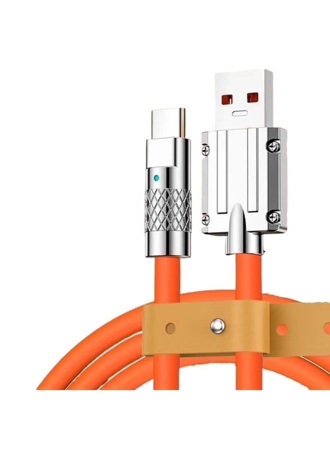 120W 6A USB-C Fast Charging Silicone Cable, Heavy-Duty Hose Design, USB-A to USB-C, 480Mbps Data Transfer, Compatible with Android Smartphones & Tablets - Image 4