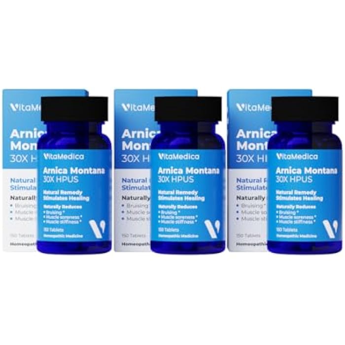 VitaMedica Arnica Montana 30X Homeopathic Tablets for Bruising Pain and Swelling | Plant Based Formula | Recommended by Plastic Surgeons | Natural Recovery Surgery Or Injury | 3 Pack | 150 Servings - Image 1