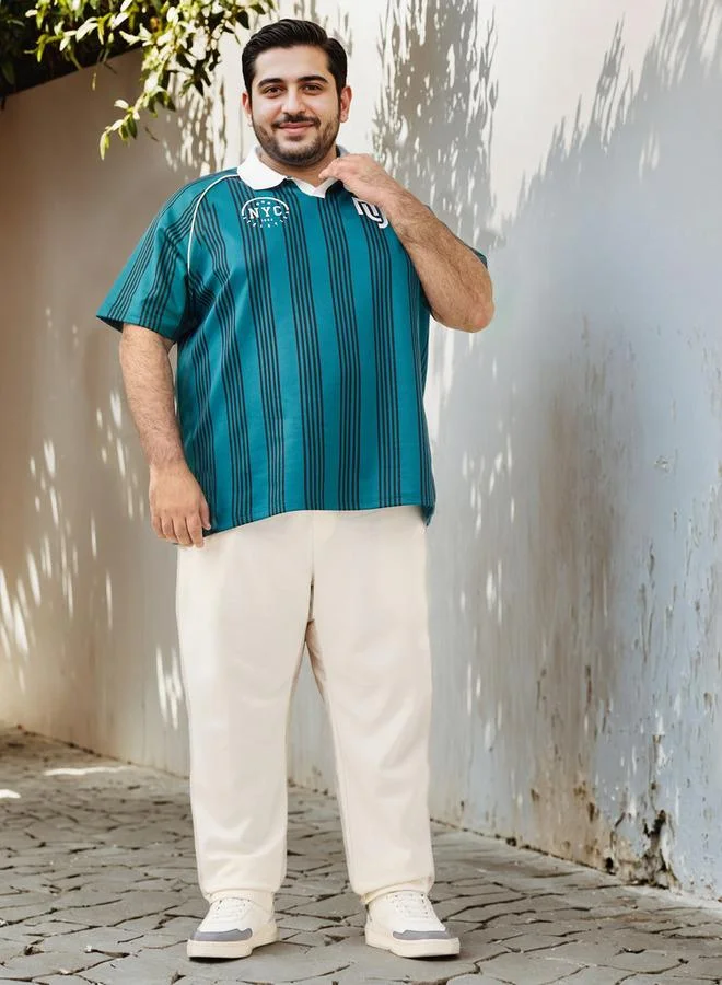 Splash FAV Plus Size Striped Polo T-shirt