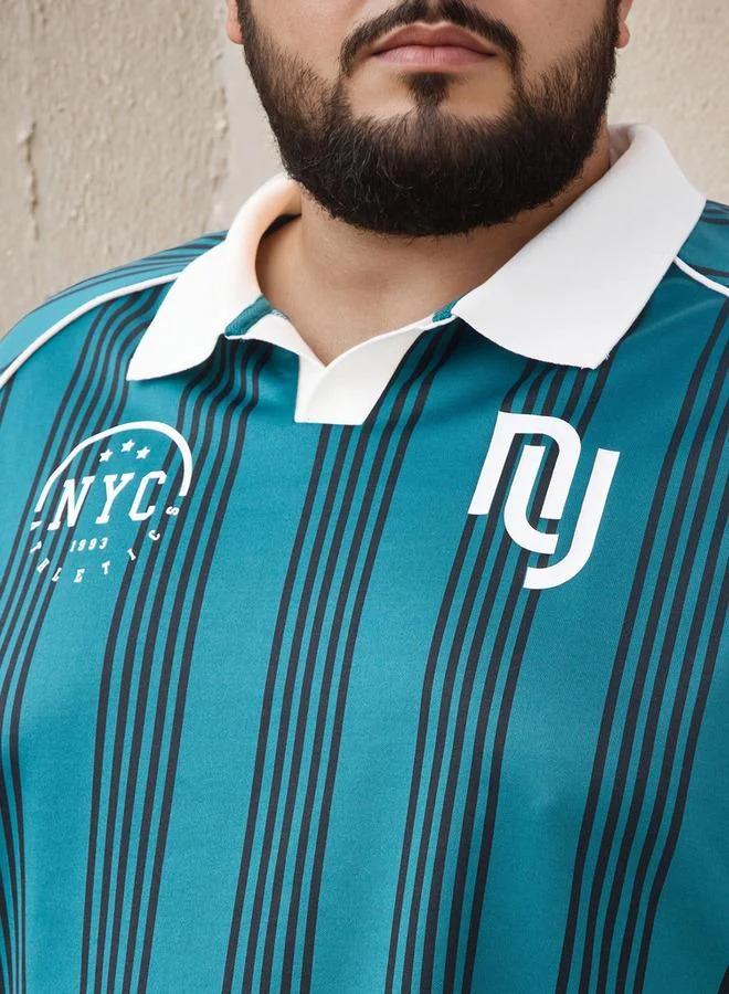 Maxim  Plus Size Striped Polo T-shirt for Men | Best Price UAE