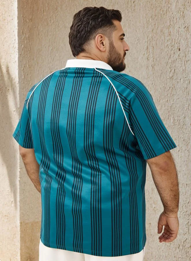 Maxim  Plus Size Striped Polo T-shirt for Men | Best Price UAE