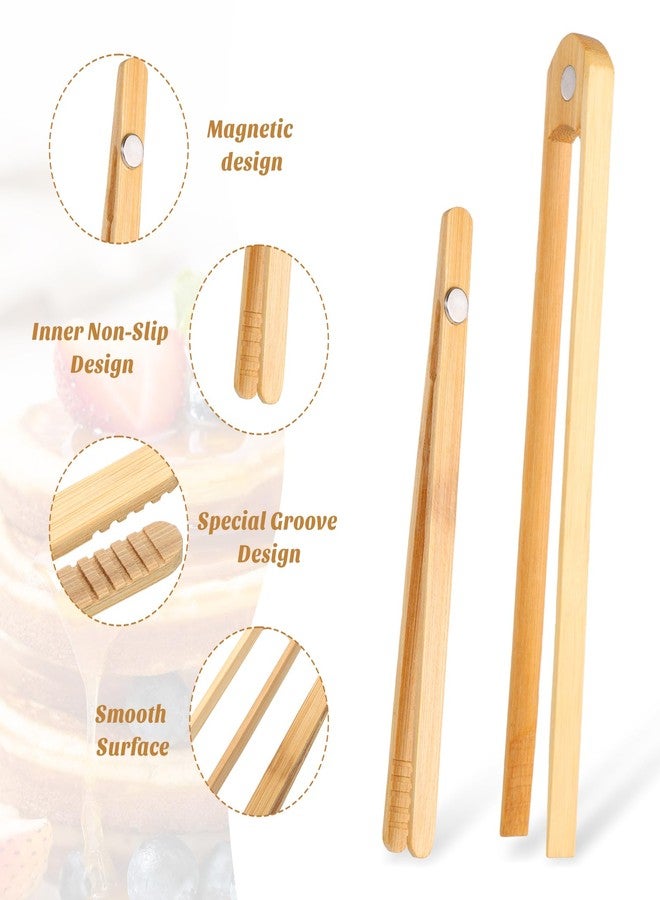 YBEATY 2Pack Magnetic Classic Bamboo Toast Tongs Bamboo Toaster Toast Tongs Anti-Slip Wood BambooCooking Tong Kitchen Utensil for Cooking Toaster Fruits Bread Pickles Air Fryer Pickles Snacks - Image 3