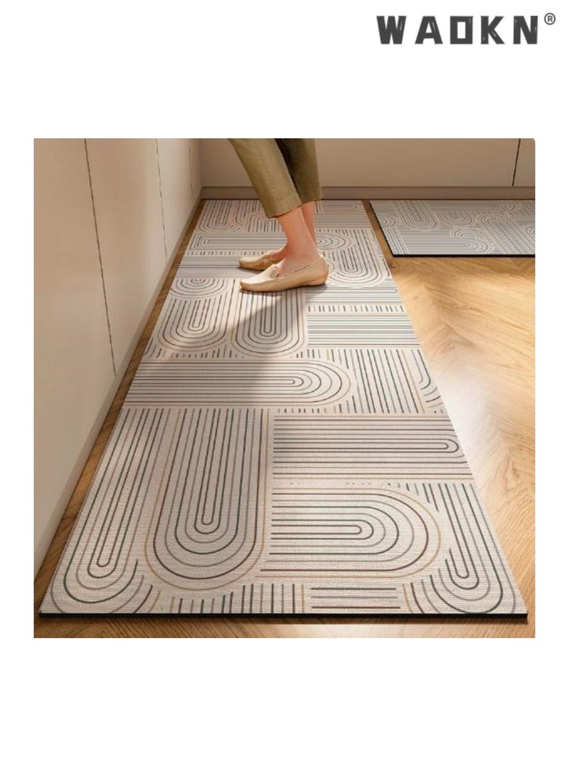 WAOKN Diatom Mud Bath Mat Set Bathroom Kitchen Rug Mat Extra Soft and Absorbent Bath Rugs Non-Slip Quick Drying Floor Bath Tub Mat for Bathroom Floor Tub and Shower Anti slip mat household long strip two-piece set foot pad 40*60cm/40*121cm - Image 1