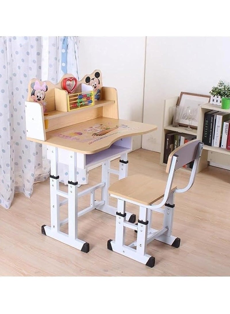 إيه جي دي مكتب أنيق للأطفال، مكون من طاولة دراسة وكرسي، مزود بساعة وعداد خشبي - Image 2