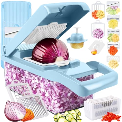 DEWPETON Pro-Series 16-in-1 Vegetable Chopper, Dewpeton Mandoline Slicer, Veggie Chopper, Food Chopper with Container, Vegetable Cutter Chopper & Spiralizer for Onion Salad (Home Essential Gadget & Kitchen) - Image 1