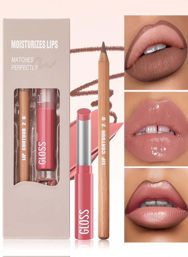 Melemando 2PCS Lip Liner and Lipstick Combo Set, 2 in 2 Waterproof Lip Liner Long Lasting Lipstick Set, Matte Lipliner Pencil & Hydrating Lip Gloss Makeup Kits for Women (202) - Image 3