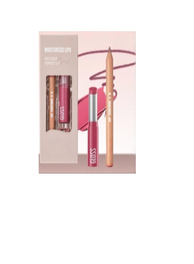 Melemando 2PCS Lip Liner and Lipstick Combo Set, 2 in 2 Waterproof Lip Liner Long Lasting Lipstick Set, Matte Lipliner Pencil & Hydrating Lip Gloss Makeup Kits for Women (202) - Image 1