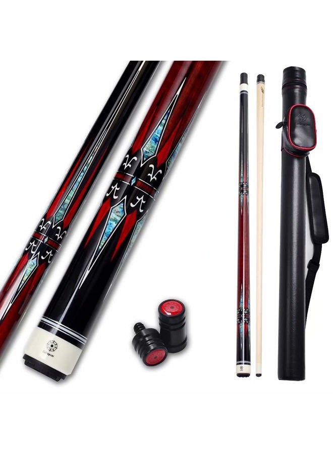 Collapsar CXL400 Pool Cue with 1X1 Hard Case,Low Deflection Shaft 13mm Black Tip Billiard Ques Sticks,58" 2-Pieces 21 oz Professional Pool Stick Set - Image 1