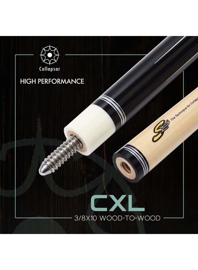 Collapsar CXL400 Pool Cue with 1X1 Hard Case,Low Deflection Shaft 13mm Black Tip Billiard Ques Sticks,58" 2-Pieces 21 oz Professional Pool Stick Set - Image 4