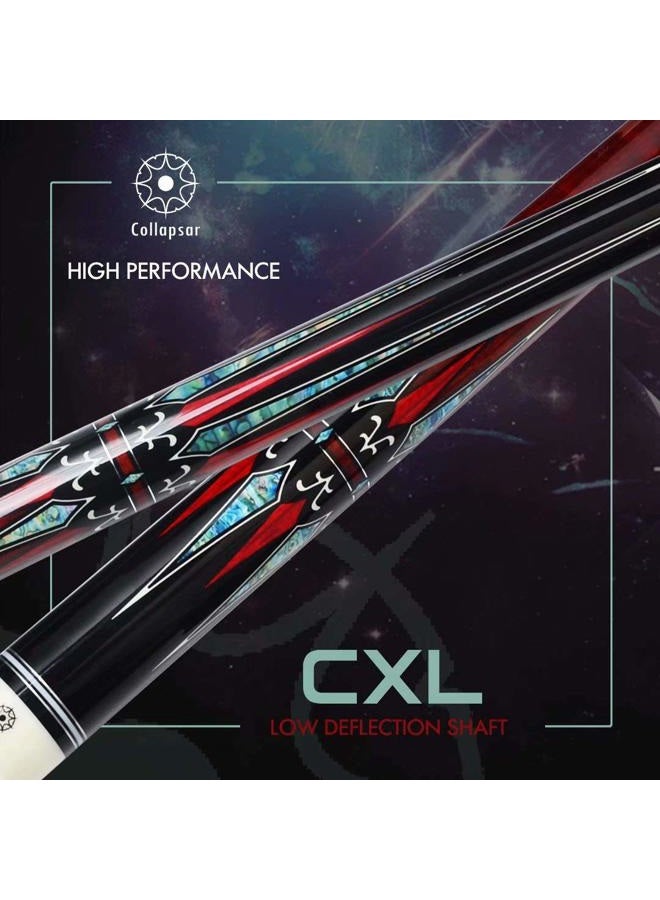 Collapsar CXL400 Pool Cue with 1X1 Hard Case,Low Deflection Shaft 13mm Black Tip Billiard Ques Sticks,58" 2-Pieces 21 oz Professional Pool Stick Set - Image 2