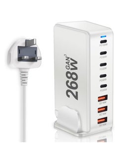 TecV 268W USB C Charger, GaN III 8 Port Fast Charging Station Type C Hub, PD 100W Laptop Charger Adapter for MacBook Air, Sumsung S24 S23 S22 Ultra, iPhone 16 15 14 13, and iPad Pro  - Image 1
