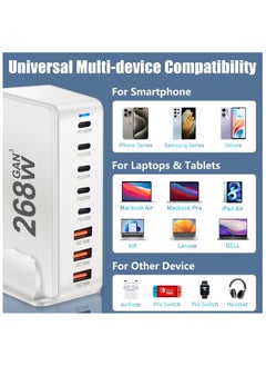 TecV 268W USB C Charger, GaN III 8 Port Fast Charging Station Type C Hub, PD 100W Laptop Charger Adapter for MacBook Air, Sumsung S24 S23 S22 Ultra, iPhone 16 15 14 13, and iPad Pro  - Image 5