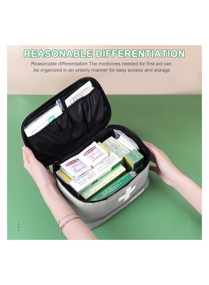 erorex 2 Pcs First Aid Bag, Empty First Aid Kit Bags, Portable Medication Travel Carrying Case with Handle for Home Travel Outdoor Emergency Camping Office - Image 3