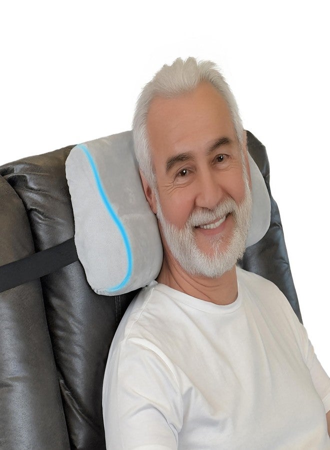 EPHEDORA Memory Foam Headrest Pillow for Recliner - B-Shaped Neck Pillow with Stabilizer Strap, Non-Slip Backing, Soft Plush Fabric - Ultimate Neck Support and Pain Relief (Ash Gray) - Image 1