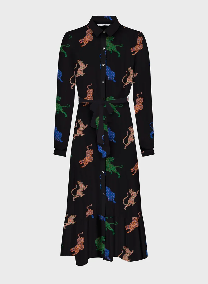 ONLY Tie Detail Printed Dress