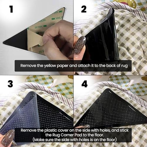 Muddy Mat® Heavy Duty Non-Slip Reusable Rug Corner Pads - Double-Sided Adhesive Pad for Corners and Sides on Hardwood Floors, Area Rugs - Keep Your Rug in Place (Pack of 4) - Image 4