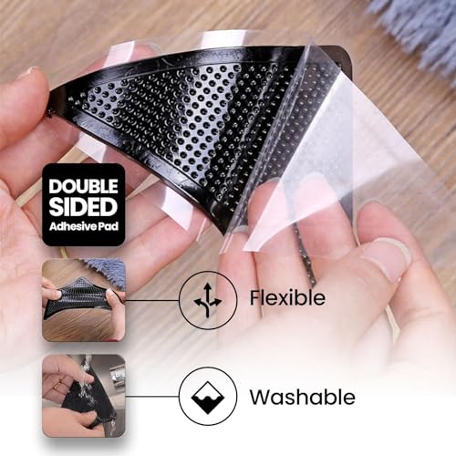 Muddy Mat® Heavy Duty Non-Slip Reusable Rug Corner Pads - Double-Sided Adhesive Pad for Corners and Sides on Hardwood Floors, Area Rugs - Keep Your Rug in Place (Pack of 4) - Image 5