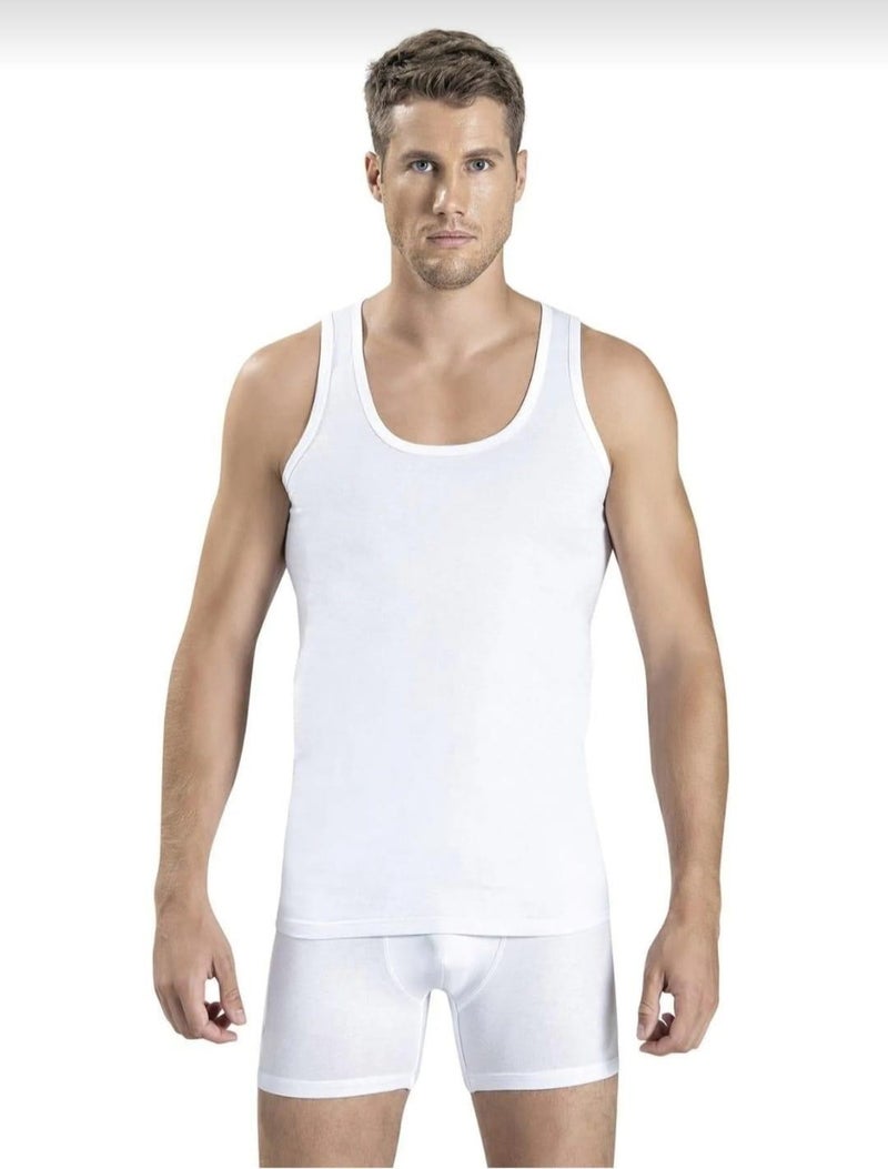 Jiber 101 Men's Combed Cotton Wide Strapped Undershirt Single  - Image 1