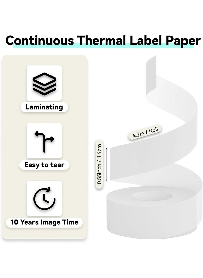 PeriPage Thermal Label Tape 0.55 inches x 13.7 ft, Self-Adhesive Continuous Thermal Sticker, Compatible with P10/D11/D110 Mini Label Printer for Home School Office, 1 Roll, White - Image 2