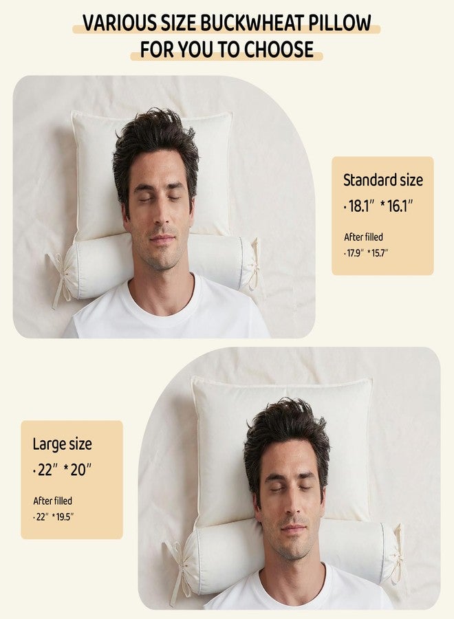 LOFE Buckwheat Pillow - 3 Point Support Buckwheat Hull Pillow for Less Pain, 2IN1 Tartary Buckwheat Neck Roll Pillow for Best Support, Adjustable Cervical Neck Pillow with Organic Cotton Pillowcase - Image 2