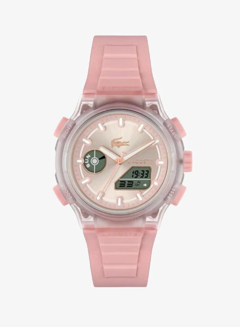 Stainless Steel & Pink Transparent TR90 Quartz Basic Watch