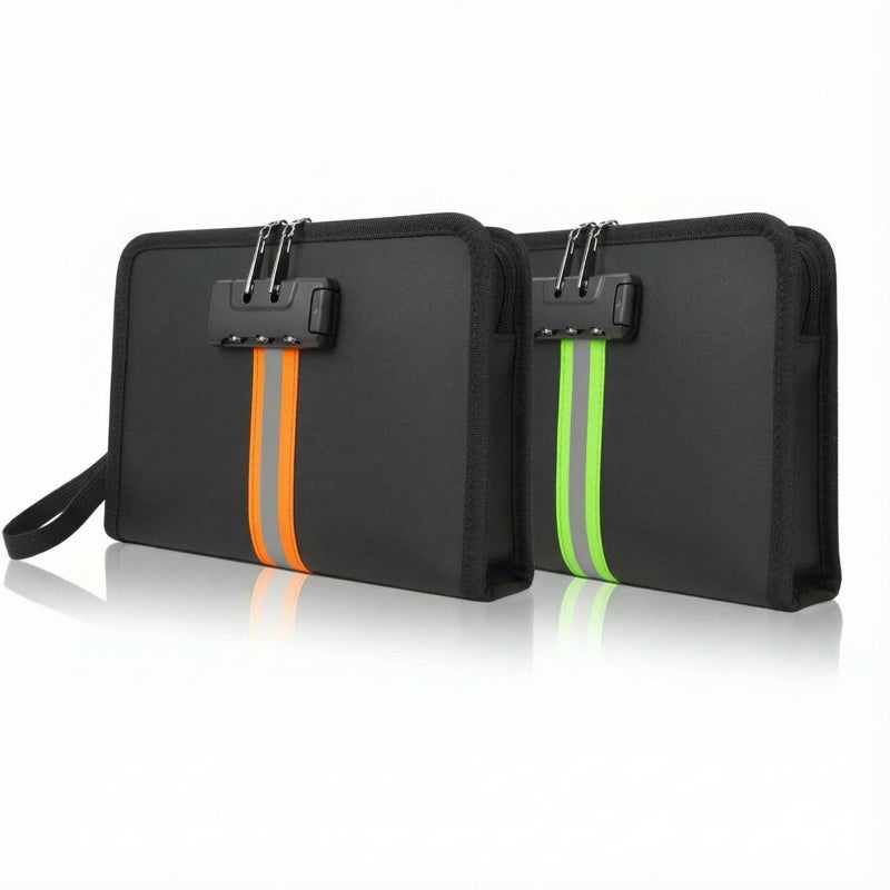 Saysurey 2 Pcs Fireproof Money Bag with Lock and Zipper, 8.2 x 5.7 x 1.1 Inch Waterproof Money Bag Waterproof Cash Storage Pouch Suitable for Cash, Mobile Phones, Keys, Credit Cards, Passports - Image 1