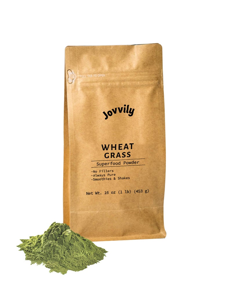 Jovvily Wheat Grass Powder - 1 lb - Superfood - No Fillers - Smoothies & Shakes - Image 1