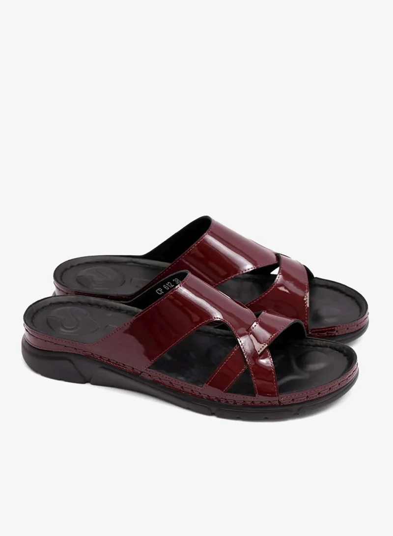 Comfort Plus PATENT LEATHER WOMENS COMFORT PLUS SANDALS MAROON