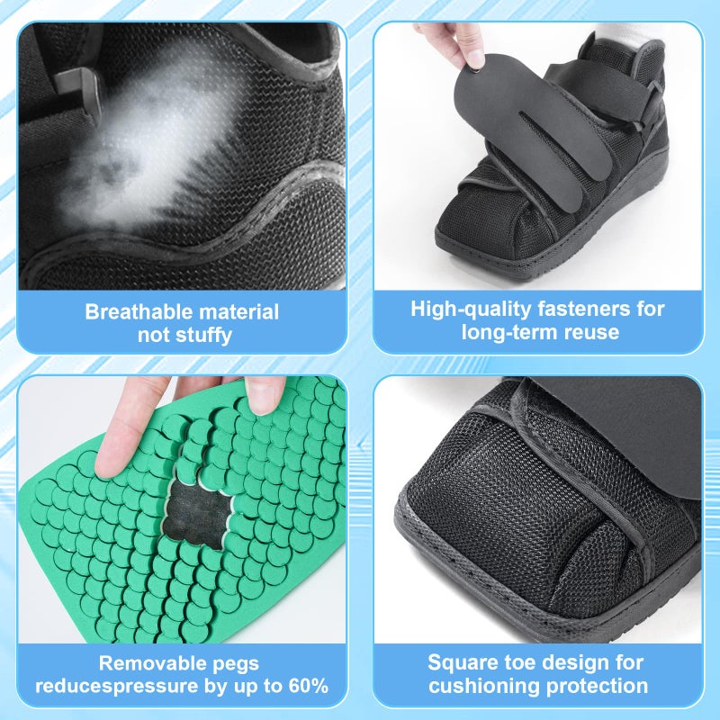 Estinko Closed Post Op Shoe, Post Op Shoes, Fracture Medical Walking Shoes for Male and Female-Post Surgery or Operation Foot Support, Broken Foot or Toe, with PegAssist Insole (S, 1 PC) - Image 5