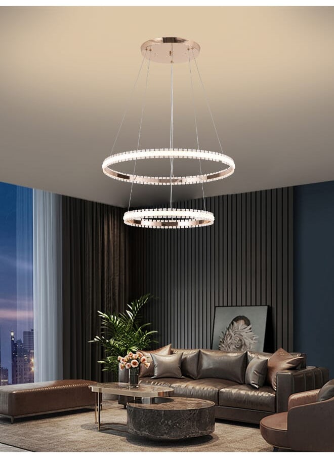 Best Power Modern LED Chandelier 6132 - 2 Rings (40cm & 60cm), 3 Lighting Modes, 60W Power, 90cm Adjustable Length - Sleek, Energy-efficient Lighting for Your Home or Office  - Image 1