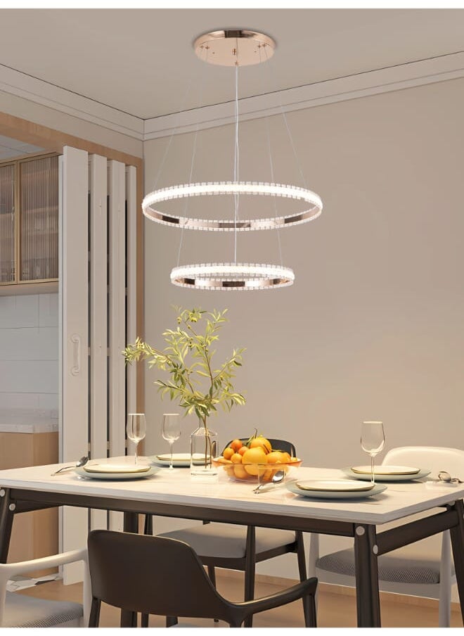 Best Power Modern LED Chandelier 6132 - 2 Rings (40cm & 60cm), 3 Lighting Modes, 60W Power, 90cm Adjustable Length - Sleek, Energy-efficient Lighting for Your Home or Office  - Image 2
