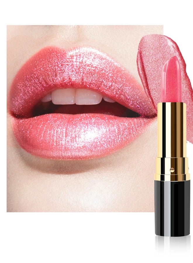 Lestpola Glitter Light Pink Metallic Lipstick for Women, Long Wear Hydrating Moisturizing Sparkly Lip Stick, Lightweight Non-Drying Waterproof Creamy Shimmer Pearl Tinted Lip Balm, High Glossy Makeup Gift-03 - Image 1