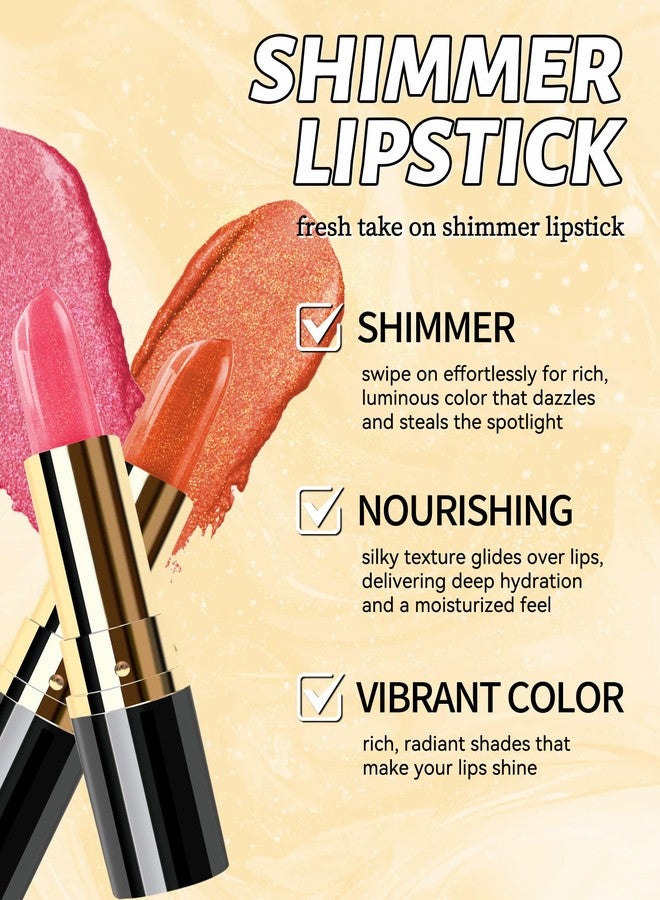 Lestpola Glitter Light Pink Metallic Lipstick for Women, Long Wear Hydrating Moisturizing Sparkly Lip Stick, Lightweight Non-Drying Waterproof Creamy Shimmer Pearl Tinted Lip Balm, High Glossy Makeup Gift-03 - Image 4