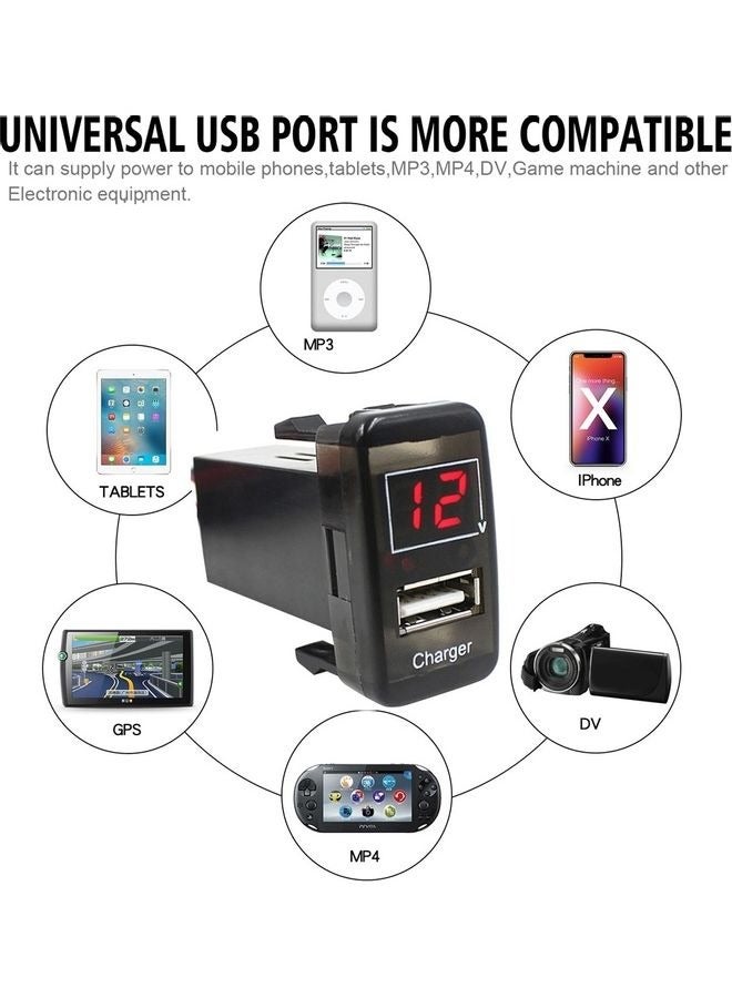 KUYING Suitable For Toyota Car USB Car Charger+LED Voltage Digital Display Socket 12-24V 3.1A  - Image 5