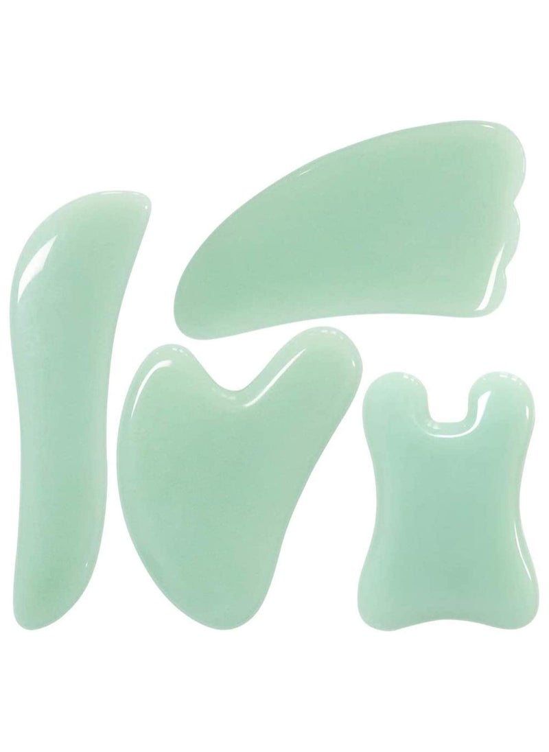 SYOSI - 4PCS Guasha Massage Tool Natural Jade Board Stone Scraping Sets for SPA Acupuncture Physical Therapy Muscle Knots Facial Caring Point Treatment Tissue Lymphatic Drainage - Image 1