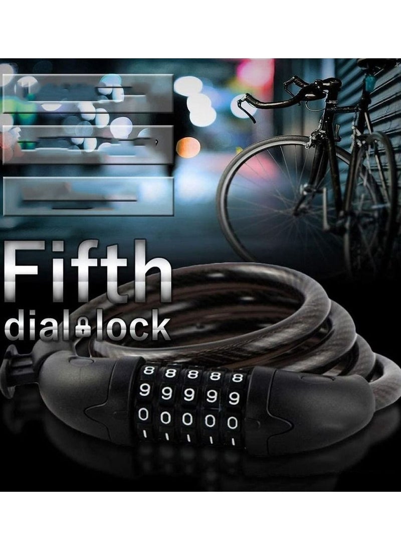 5 Digit bicycle lock password bike lock anti theft cable lock Code Combination Lock