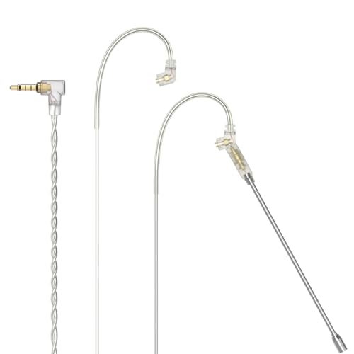 Cubilux 3.5mm 2-Pin 0.78mm IEM Cable with Microphone, Silver Plated OFC Wires Earphone Cable with Boom MIC for Wan'er S.G, ZS10 Pro, ZS10 Pro X, ZSN PRO, ZSX in-Ear Monitor, 4 Feet - Image 1