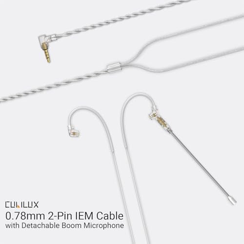 Cubilux 3.5mm 2-Pin 0.78mm IEM Cable with Microphone, Silver Plated OFC Wires Earphone Cable with Boom MIC for Wan'er S.G, ZS10 Pro, ZS10 Pro X, ZSN PRO, ZSX in-Ear Monitor, 4 Feet - Image 2