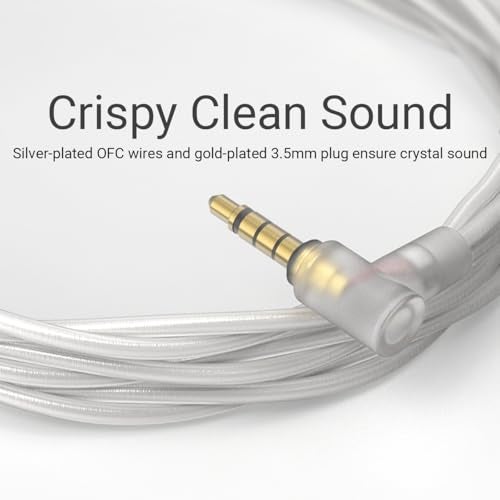 Cubilux 3.5mm 2-Pin 0.78mm IEM Cable with Microphone, Silver Plated OFC Wires Earphone Cable with Boom MIC for Wan'er S.G, ZS10 Pro, ZS10 Pro X, ZSN PRO, ZSX in-Ear Monitor, 4 Feet - Image 5
