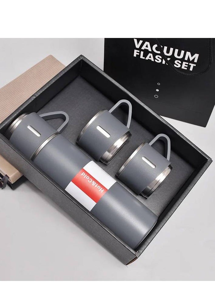 Stainless Steel Thermos Set with 3 Stainless Steel Cups - 500ml - Keeps Hot/Cold | Perfect Winter Gift - Housewarming IR  - Image 1