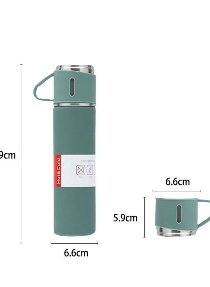 Stainless Steel Thermos Set with 3 Stainless Steel Cups - 500ml - Keeps Hot/Cold | Perfect Winter Gift - Housewarming IR  - Image 4