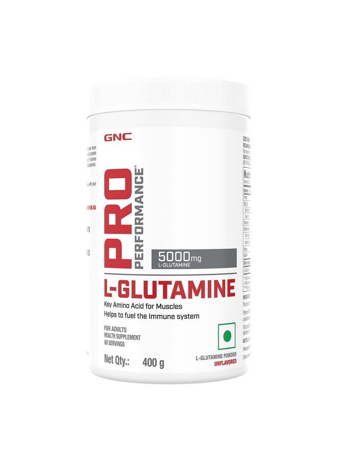 GNC Pro Performance L-Glutamine 5000 mg | 400 gm | 80 Servings | Key Amino Acid For Faster Recovery | Boosts Immunity | Supports Intestinal Function | Lactose Free | Zero Gluten | Unflavoured - Image 1