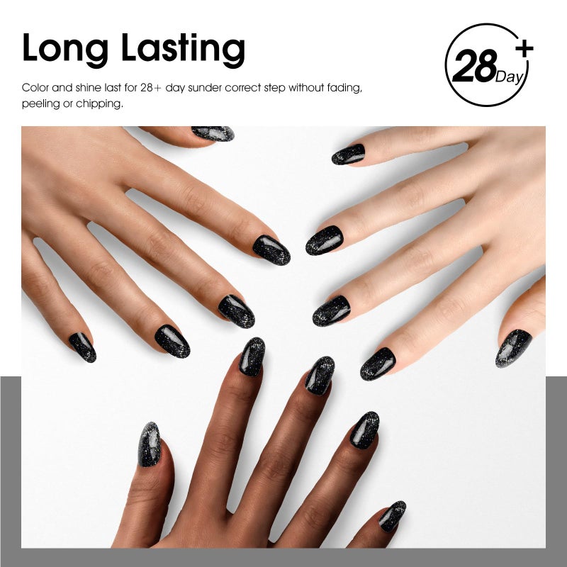 CANNI Glitter Gel Nail Polish â€“ 1pcs 9ml Black Color, Diamond Glitter Series, Soak Off UV LED Gel Nail Polish for DIY Nail Art, Salon or Home Manicure - Image 4