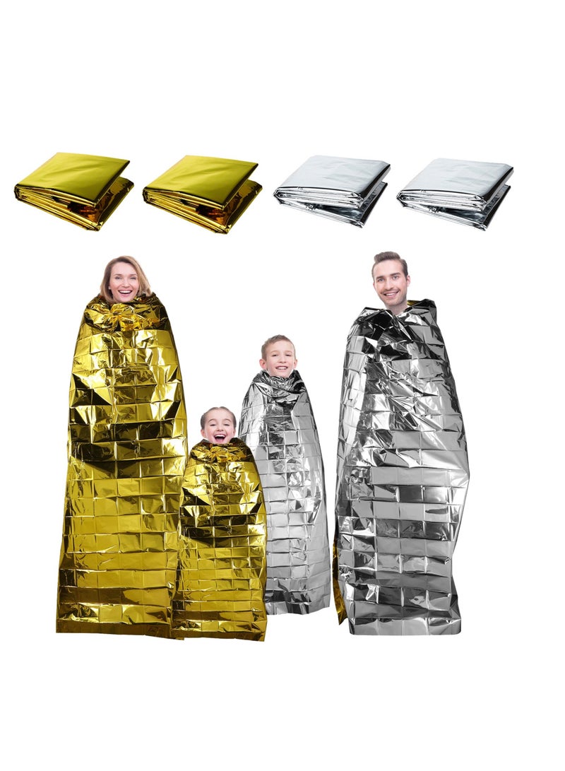 Y&D Foil Blankets, Emergency Blankets for Survival Gear and Equipment 4Pcs, Thermal Blanket Sunscreen Outdoor Gold Silver Mylar Prevent Hypothermia, 55 x 82 63 Inch  - Image 1