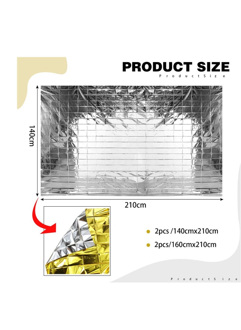 Y&D Foil Blankets, Emergency Blankets for Survival Gear and Equipment 4Pcs, Thermal Blanket Sunscreen Outdoor Gold Silver Mylar Prevent Hypothermia, 55 x 82 63 Inch  - Image 4