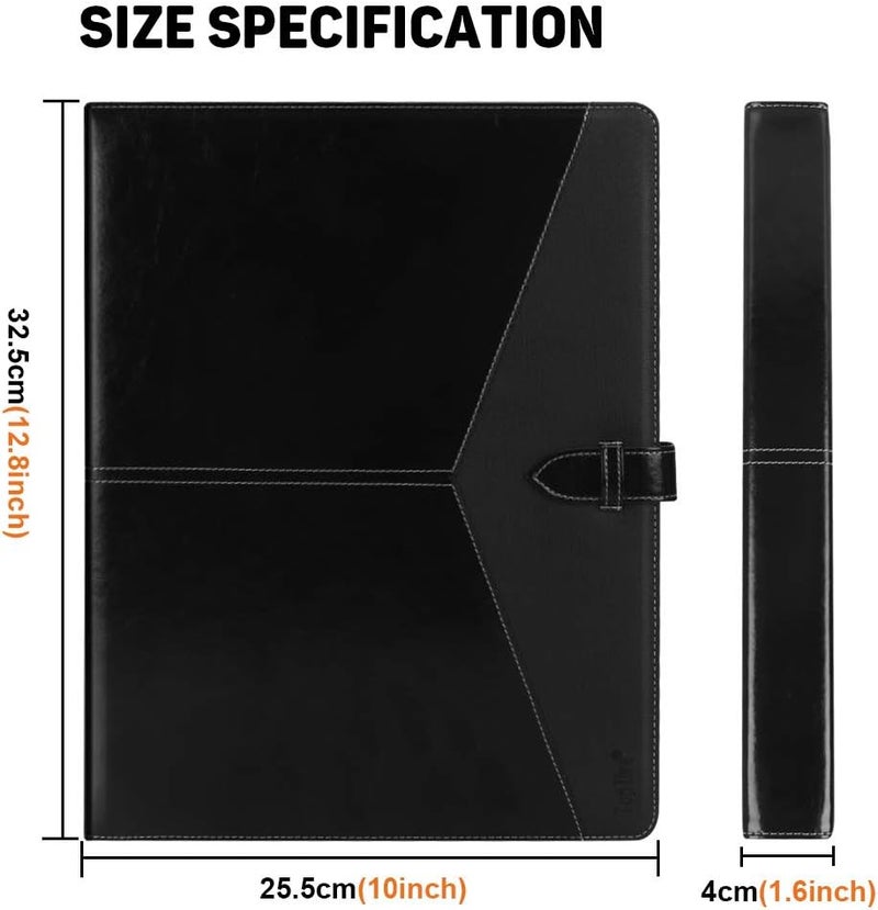 Toplive Padfolio 3 Ring Binder Organizer Business Portfolio Folder for Women, A4/ Letter Size PU Leather Professional Portfolio Padfolio for Interview Conference Presentation, Black - Image 3