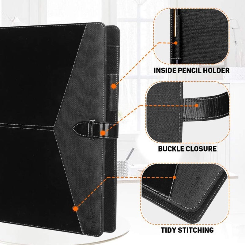 Toplive Padfolio 3 Ring Binder Organizer Business Portfolio Folder for Women, A4/ Letter Size PU Leather Professional Portfolio Padfolio for Interview Conference Presentation, Black - Image 5