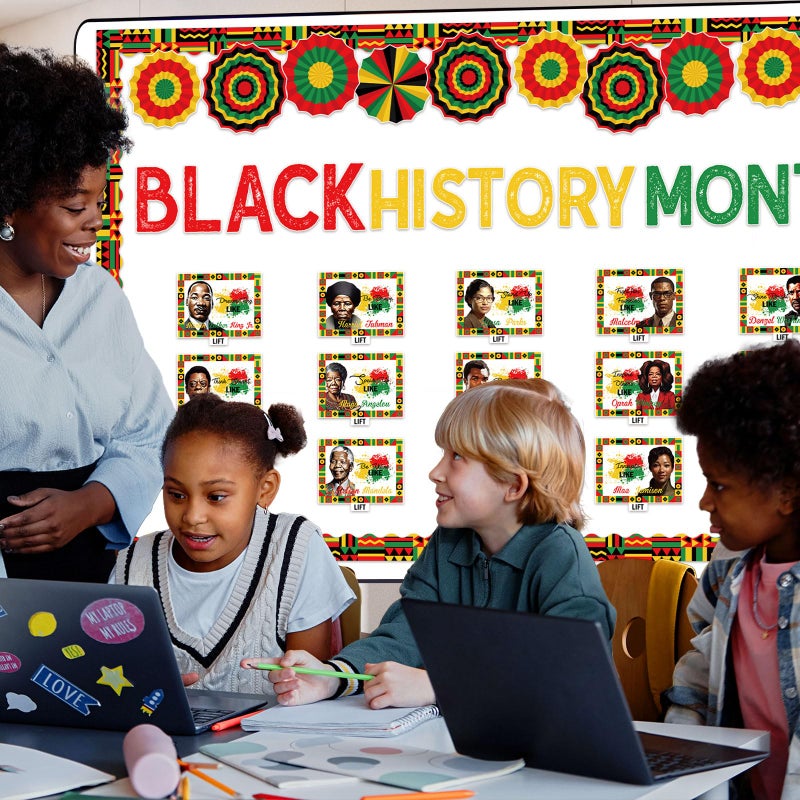 LANGASQUE Black History Month Bulletin Board Decorations, Black History Month Banner Poster Decorations for Classroom, African American Classroom Decor Office Hallway Photo Booth Backdrop Party Supplies ï»¿ - Image 3