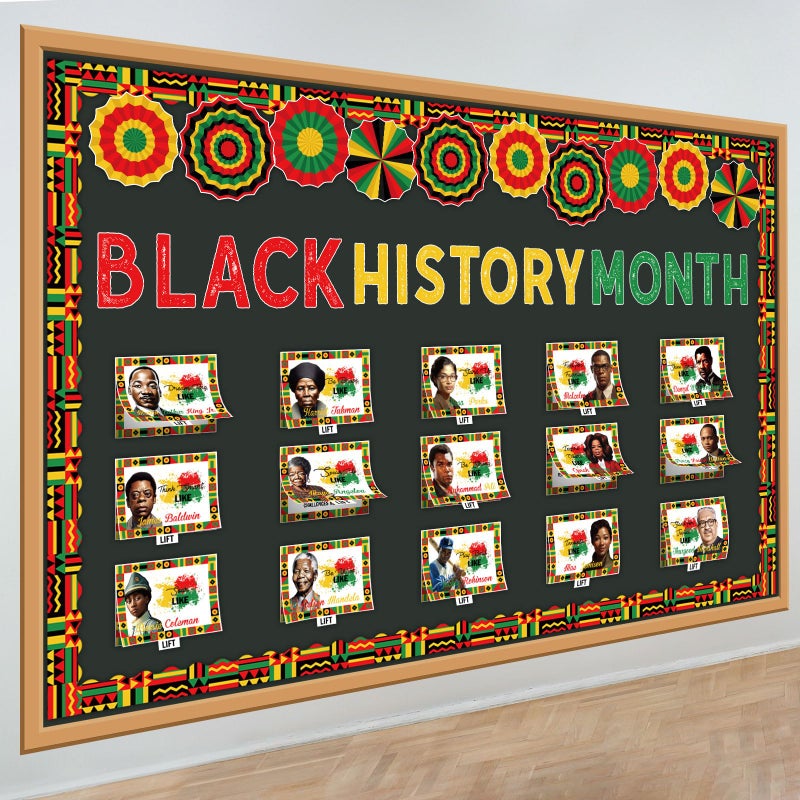 LANGASQUE Black History Month Bulletin Board Decorations, Black History Month Banner Poster Decorations for Classroom, African American Classroom Decor Office Hallway Photo Booth Backdrop Party Supplies ï»¿ - Image 1
