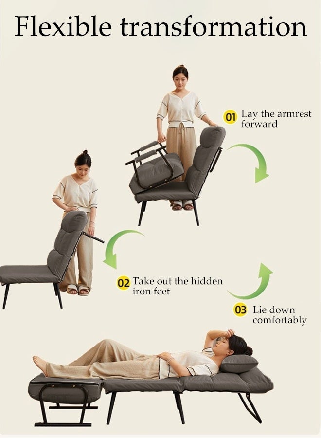 Spides Multi-Function Folding Convertible Sofa Bed Comfy Breathable Sleeper Chair with 5 Angle Adjustable Backrest 3-in-1 Convertable Single Sofa Couch Bed Chair Trifold Chaise Lounge Couch Portable Fold Out Chair Bed for Living Room, Bedroom, Apartment， Small Space - Image 4